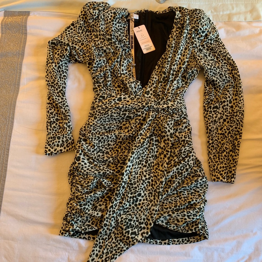‘Sandy’ Dalmatian Print Draped Mini Dress